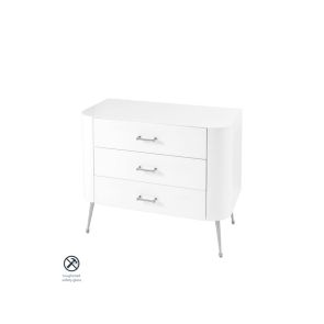 Mason White Glass Chest of Drawers – Shiny Silver Legs