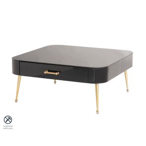 Mason Black Glass Coffee Table – Brushed Gold Legs