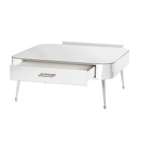 Mason Table basse miroir, piétement argent brilliant