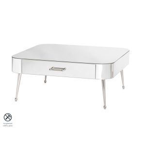 Mason Mirrored Coffee Table – Shiny Silver Legs