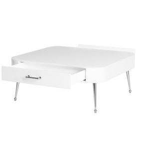 Mason Table basse en verre blanc, piétement argent brilliant