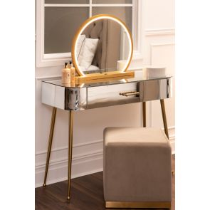 Mason Mirrored Console Table – Brushed Gold Legs