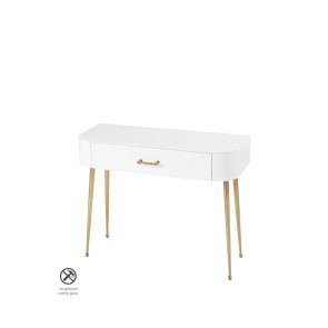 Mason White Glass Console Table – Brushed Gold Legs