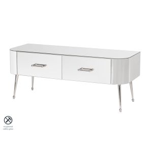 Mason Mirrored TV Media Unit – Shiny Silver Legs