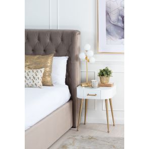 (ID:36665) Mason White Glass Side Table – Brushed Gold Legs