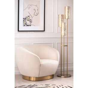 Equinox Fauteuil  Krijtwit - Onderstel van Geborsteld Messing