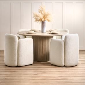 Ophelia Circular Dining Table and 4 Munich Dining Chairs