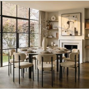 Niven 6-8 Seat Dining Table Concrete Effect - Black Legs