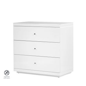 Pimlico White Glass Three Drawer Chest