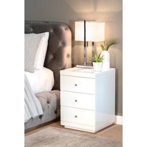 Pimlico White Glass Bedside Table 