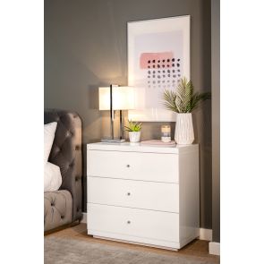 Pimlico White Glass Three Drawer Chest