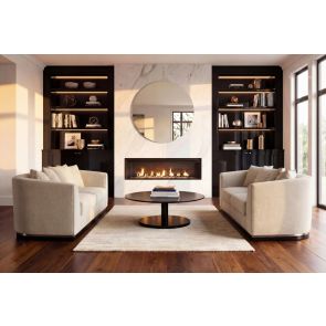 Pino Sofá de dos plazas – Caliza – Base plateada