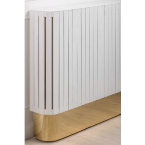 Anastasia Cache-radiateur en verre blanc, base laiton