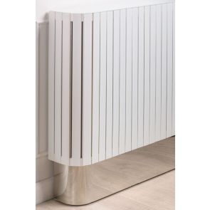 Anastasia White Glass Radiator Cover- Silver