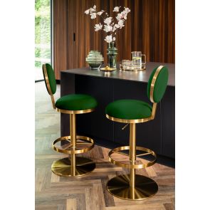 Ravello Bar Stool - Brass - Bottle Green