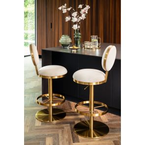 Ravello Bar Stool - Brass - Chalk