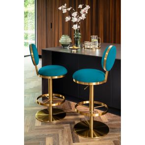 Ravello Bar Stool - Brass - Teal