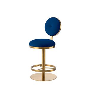 Ravello Bar Stool - Brass - Navy Blue