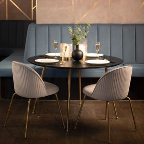 Roanna Dining Chair - Dove Grey - Brass Base