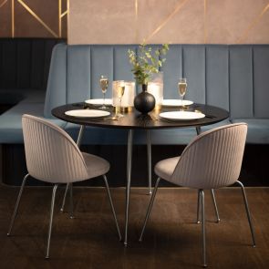Roanna Chaise, piétement argent -Gris colombe