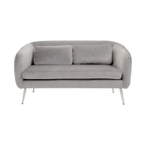 Roanna Two Seat Sofa - Dove Grey - Silver + Brass Legs