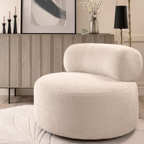 Rolls Swivel Chair Ivory Chenille