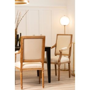 Chaise de salle à manger ou fauteuil d'appoint ROSSELLE à dossier rectangulaire en chêne cérusé