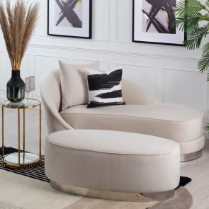 Selini Repose-pied, base argent - Craie