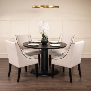 Set of Sia 4-6 Seat Black Dining Table and Four Chatsworth Dining Chairs