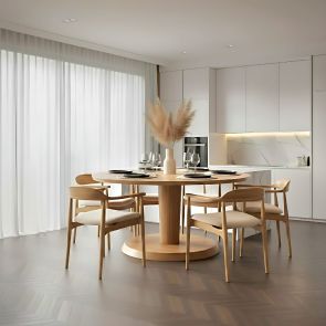 Sia 6-8 Seat Chestnut Dining Table and 6 Morton Chairs