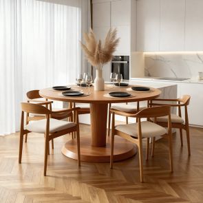 Sia 6-8 Seat Chestnut Dining Table and 6 Morton Chairs
