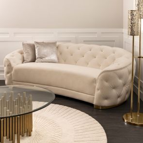 Fairfield Three Seat Sofa - Chalk - Brass base