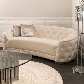 Fairfield Three Seat Sofa - Chalk - Silver base