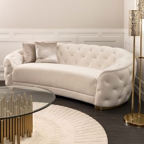 Fairfield Three Seat Sofa - White - Brass base 