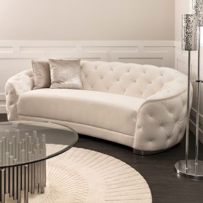 Fairfield Three Seat Sofa - White - Silver base