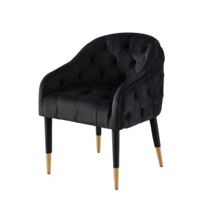 Sophia Chaise de salle à manger, extrémités laiton - Noir