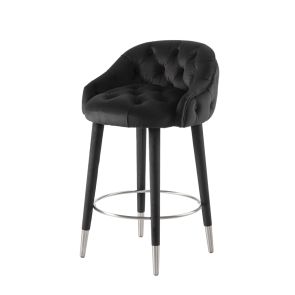 Sophia Counter Stool - Black - Silver Caps