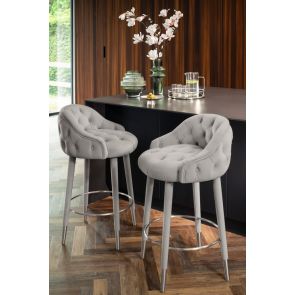 Sophia Counter Stool - Grey - Silver Caps