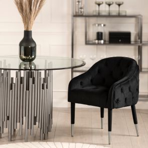 Sophia Dining Chair - Black - Silver Caps