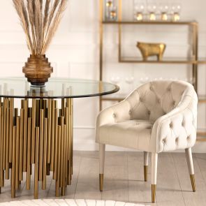 Sophia Dining Chair - Chalk - Brass caps