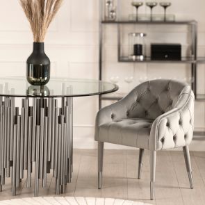 Sophia Dining Chair - Grey - Silver Caps