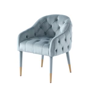 Sophia Dining Chair - Powder Blue - Brass Caps