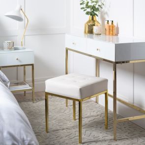 Stiletto White and Brass Stool