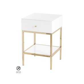 Stiletto White Glass and Brass Side Table