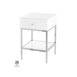 Stiletto Toughened White Glass and Chrome Side Table