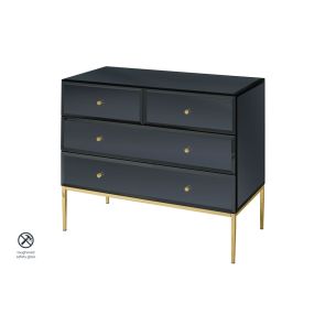 Stiletto Black Glass and Brass Chest of Drawers