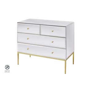 Stiletto White Glass and Brass Chest of Drawers