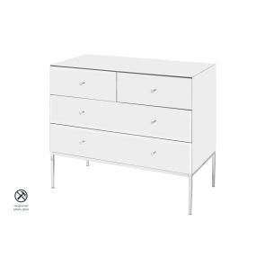 Stiletto White Glass and Chrome Chest of Drawers