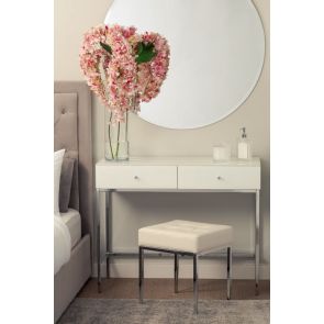 Stiletto White Glass and Chrome Console Table