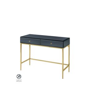 Stiletto Toughened Black Glass and Brass Console Table